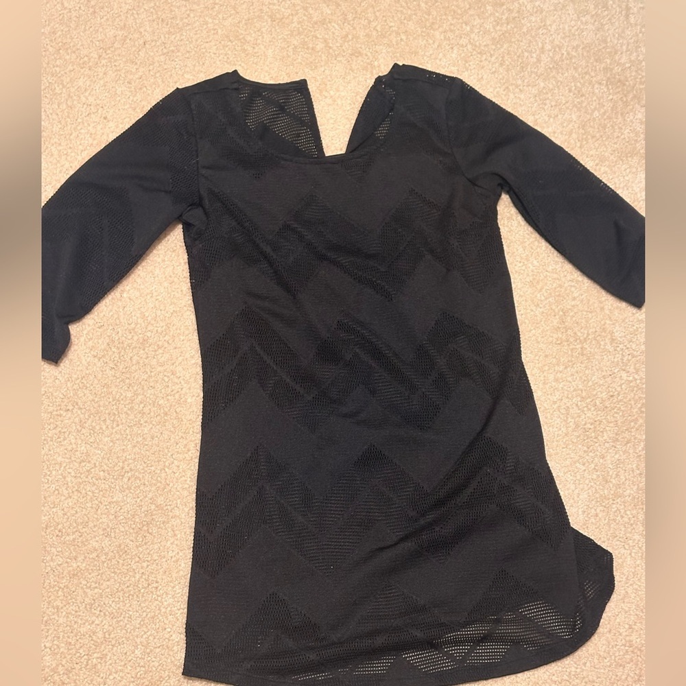 BEBOP Black Chevron Mesh Swimsuit Cover Up Dress Size Medium